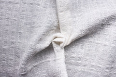 White with Sheer Effect Dobby Stripe Cotton Linen Fabric