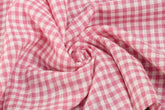 White & Pink Gingham Check Cotton Fabric