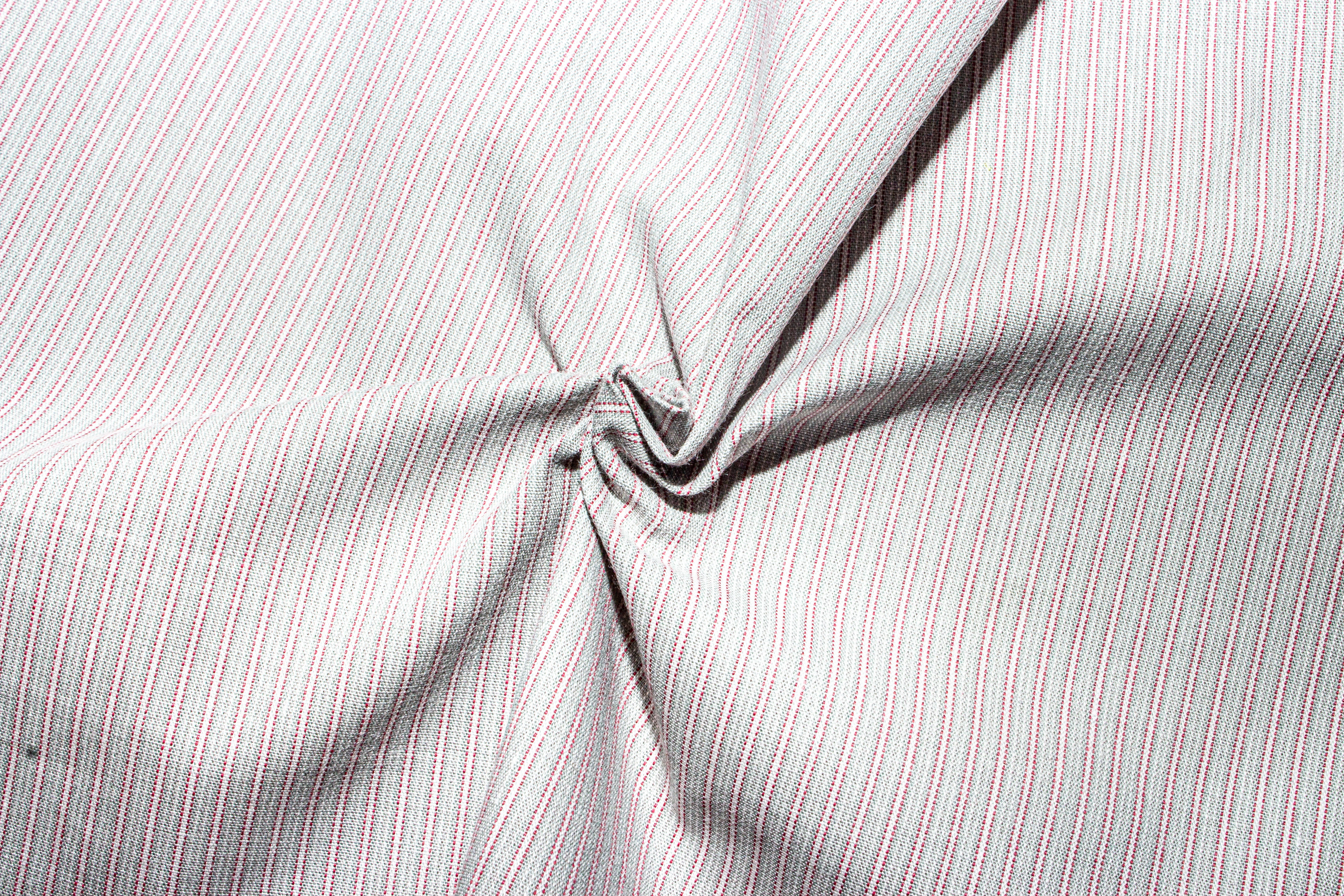 Beige & Red Millmade Stripe Cotton Fabric