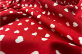 White & Red Canvas Heart Print Cotton Fabric