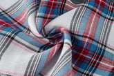 White & Red Tartan Light Weight Twill Check Cotton Fabric