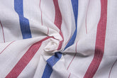 White Multicolour with Neps Stripe Cotton Fabric