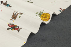 Multicolour Tropical Beachy on White Base Print Viscose Fabric