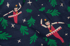 Navy Modal Doll Print Viscose Fabric