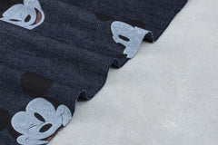Indigo Mickey Print Cotton Denim Fabric