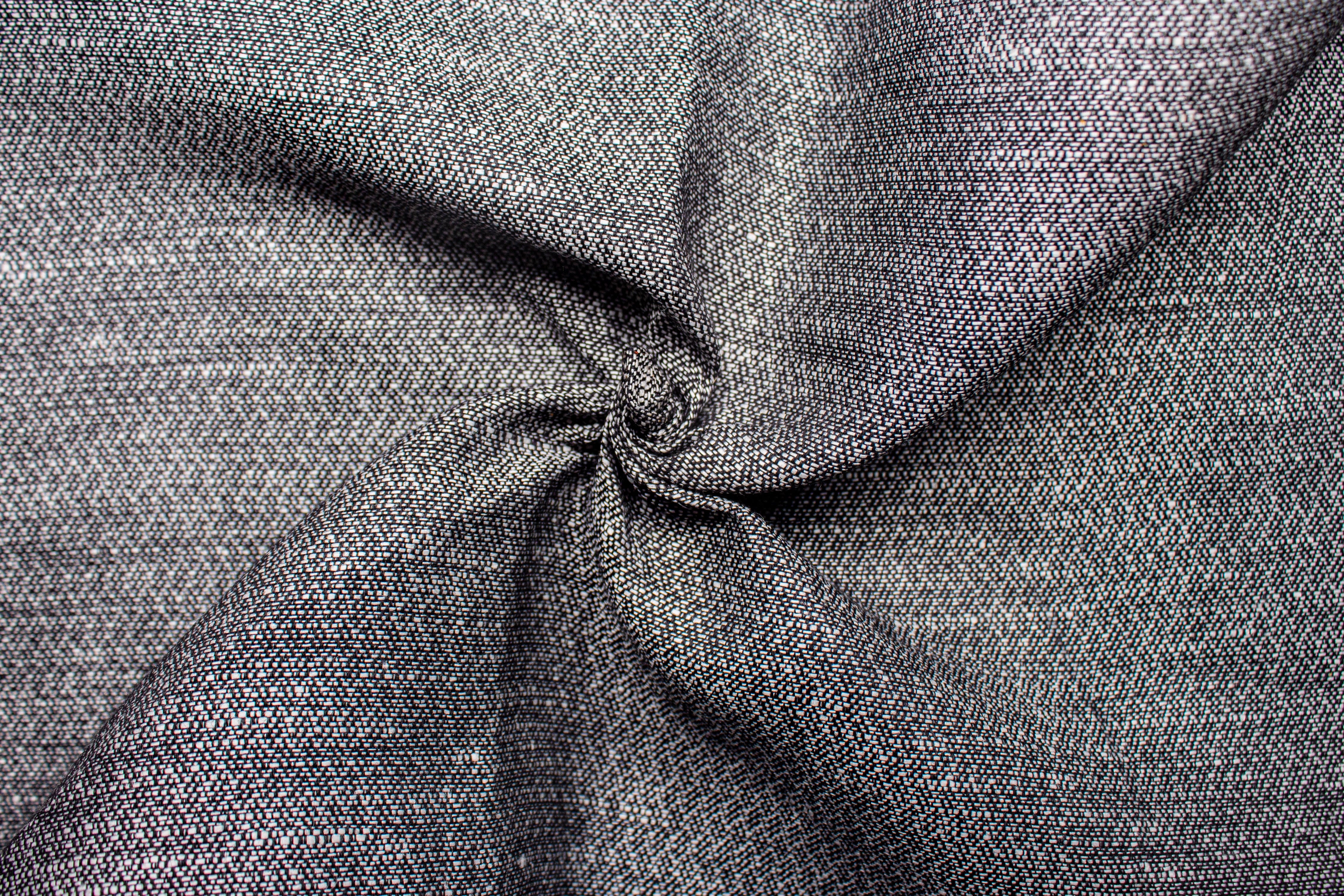 Black Jacquard Cotton Denim Linen Fabric