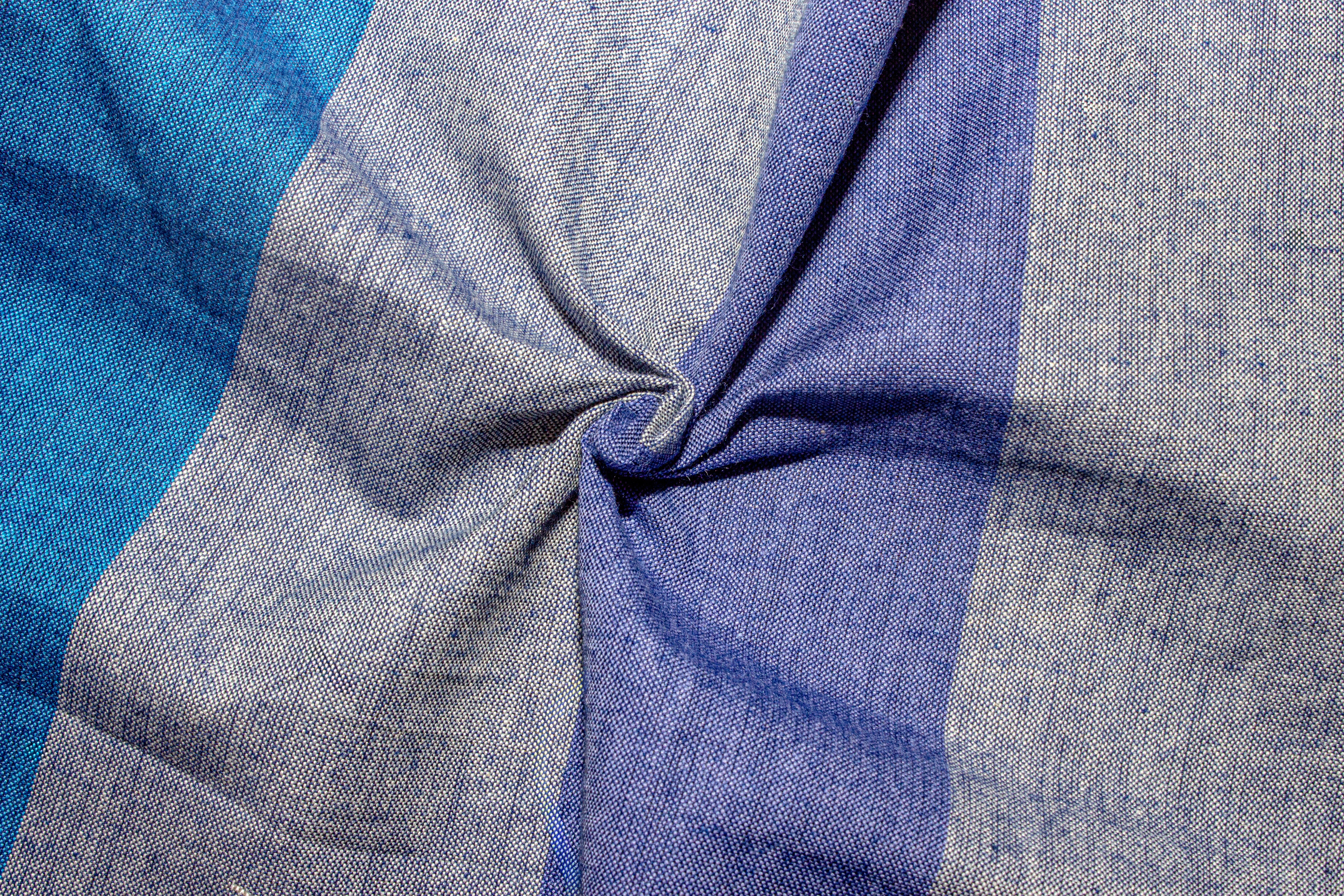 Multicolour Blue Candy Stripe Cotton Fabric