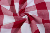 White & Red Tom Tom Tom Tom Check Cotton Fabric