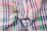 Light Green High Twist Crepe Check Cotton Fabric