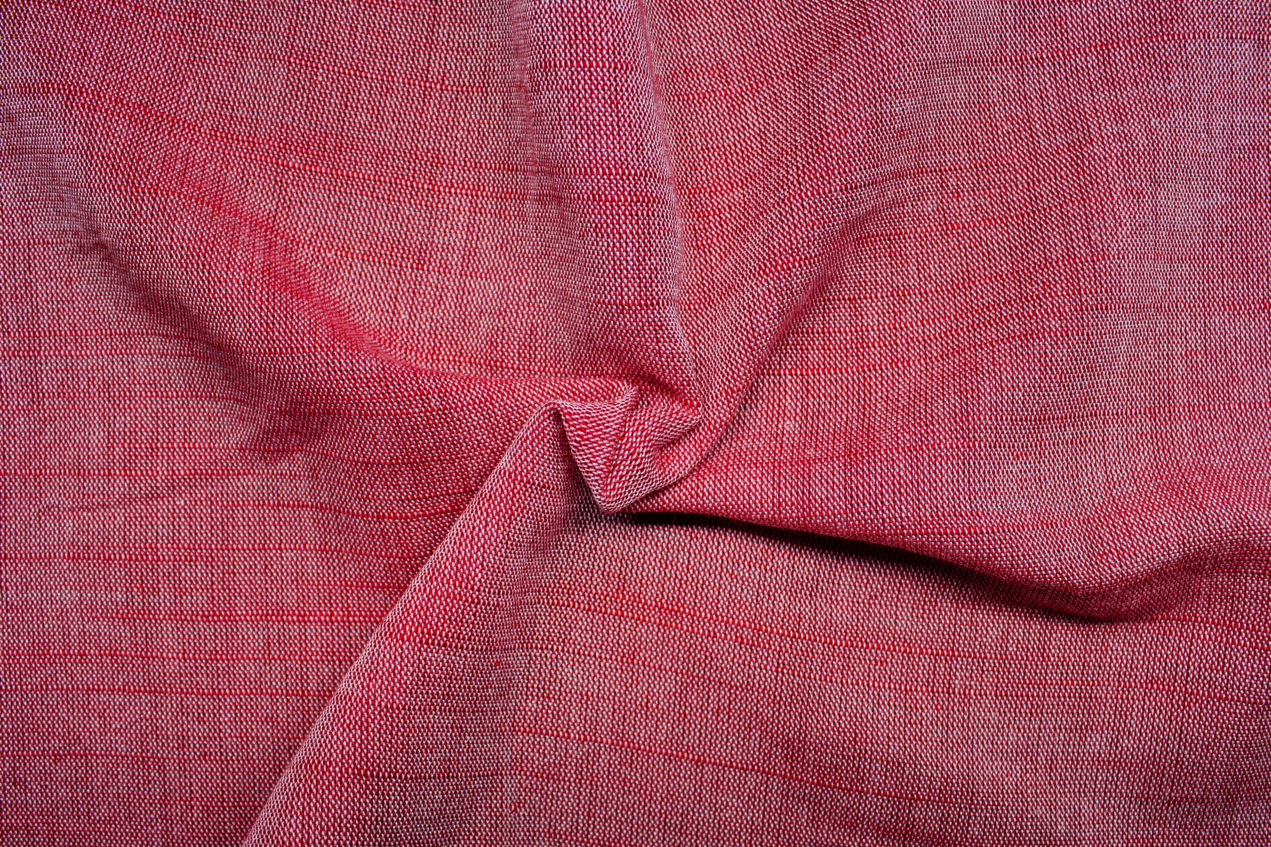 Red Slub Chambray Viscose Linen Fabric