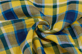 Yellow & Blue Check Double Cloth Fabric