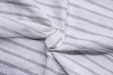 White & Steel Grey Seersucker Candy Stripe Cotton Fabric