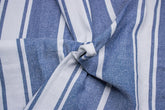 Navy White Cotton Chambray Lycra Stripe