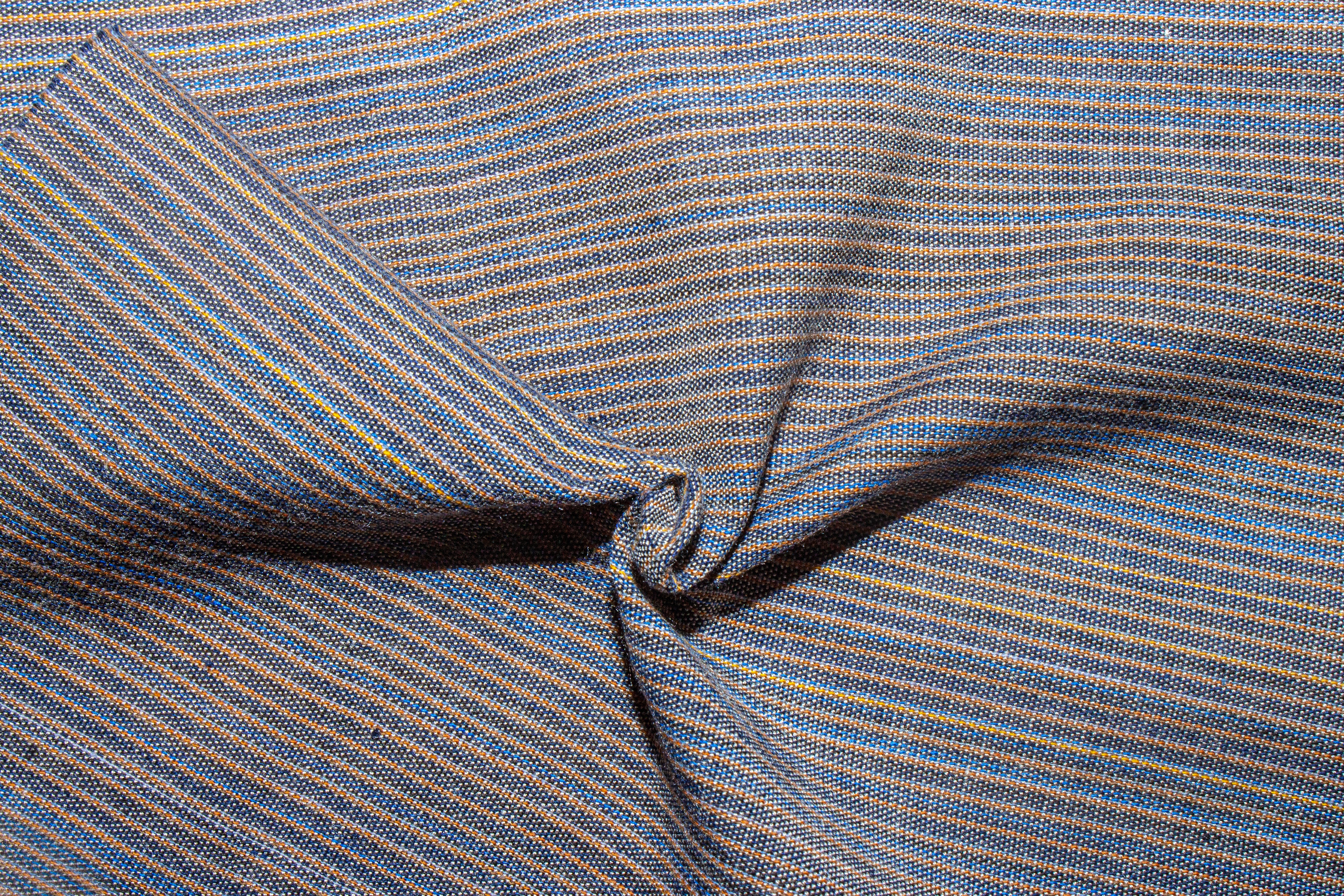 Brown & Gold Viscose Stripe Cotton Fabric