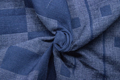 Navy Grey Geometric Engineering Reversible Double Cloth Fabric