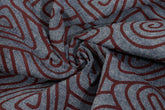 Maroon on Indigo Aztec Print Denim Chambray Fabric