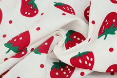 Strawberry on Print Cotton Tencel Fabric