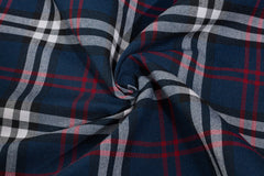 Navy Burberry Check Suiting Fabric