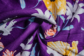 Purple Floral Print Viscose Fabric