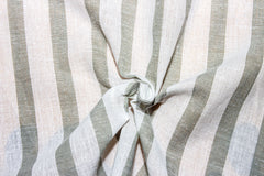 Off White & Olive Cambric Candy Stripe Cotton Fabric