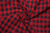 Red & Black Recycled Yarn SeerSucker Gingham Check