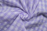 Lilac & White Recycled Yarn SeerSucker Gingham Check