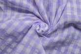 Lilac & White Recycled Yarn Seersucker Gingham Check Polyester Fabric