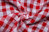 Red & White Recycled Yarn SeerSucker Gingham Check