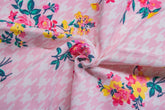 Cotton Lycra Pink Houndstooth Floral Print