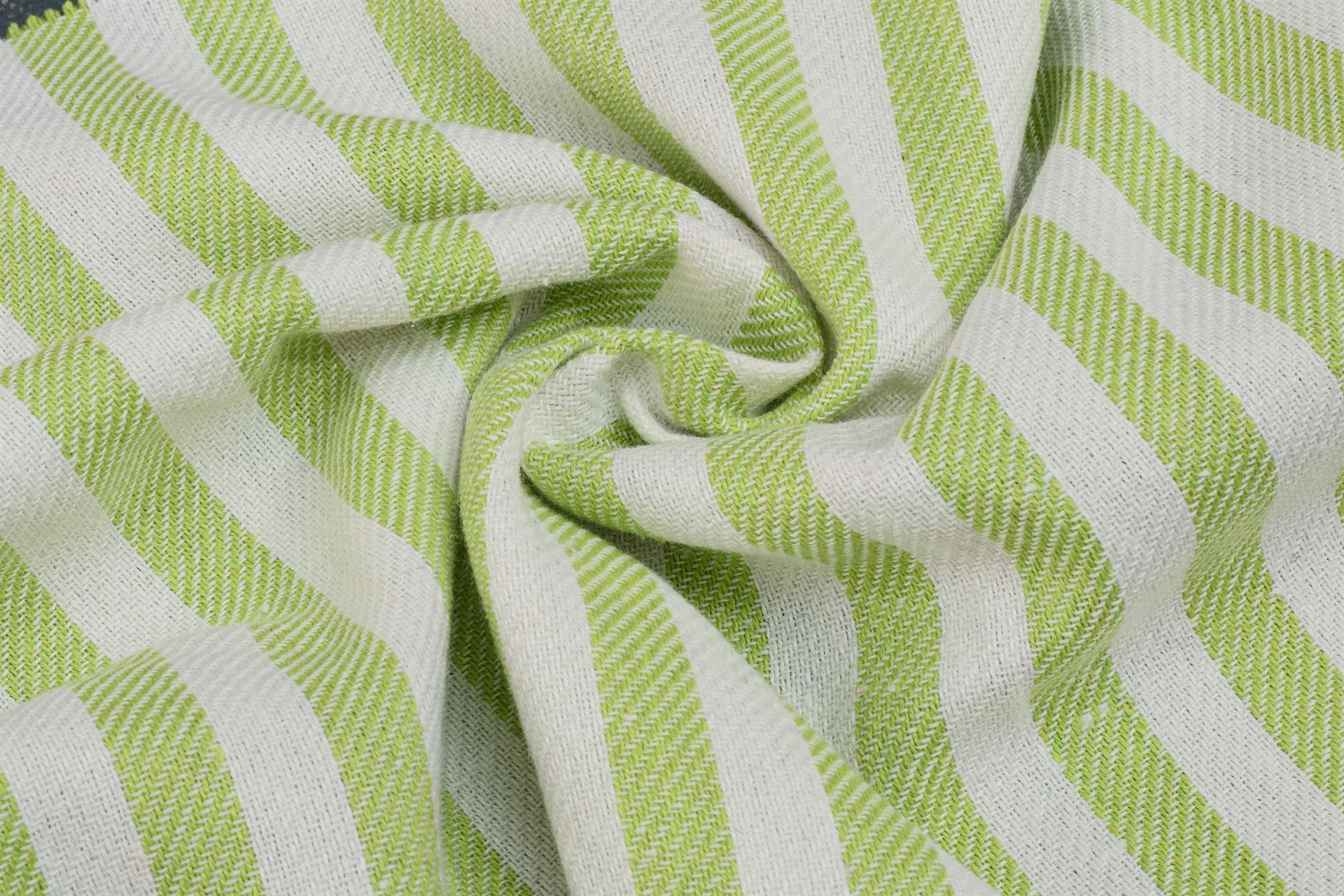 Fluorescent Green Recycled Twill Stripe Cotton Fabric