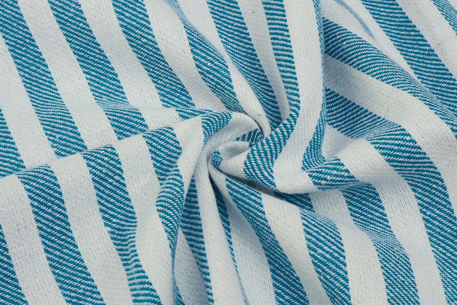 Turquoise Recycled Twill Stripe Cotton Fabric