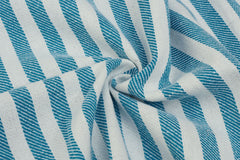 Turquoise Recycled Twill Stripe Cotton Fabric