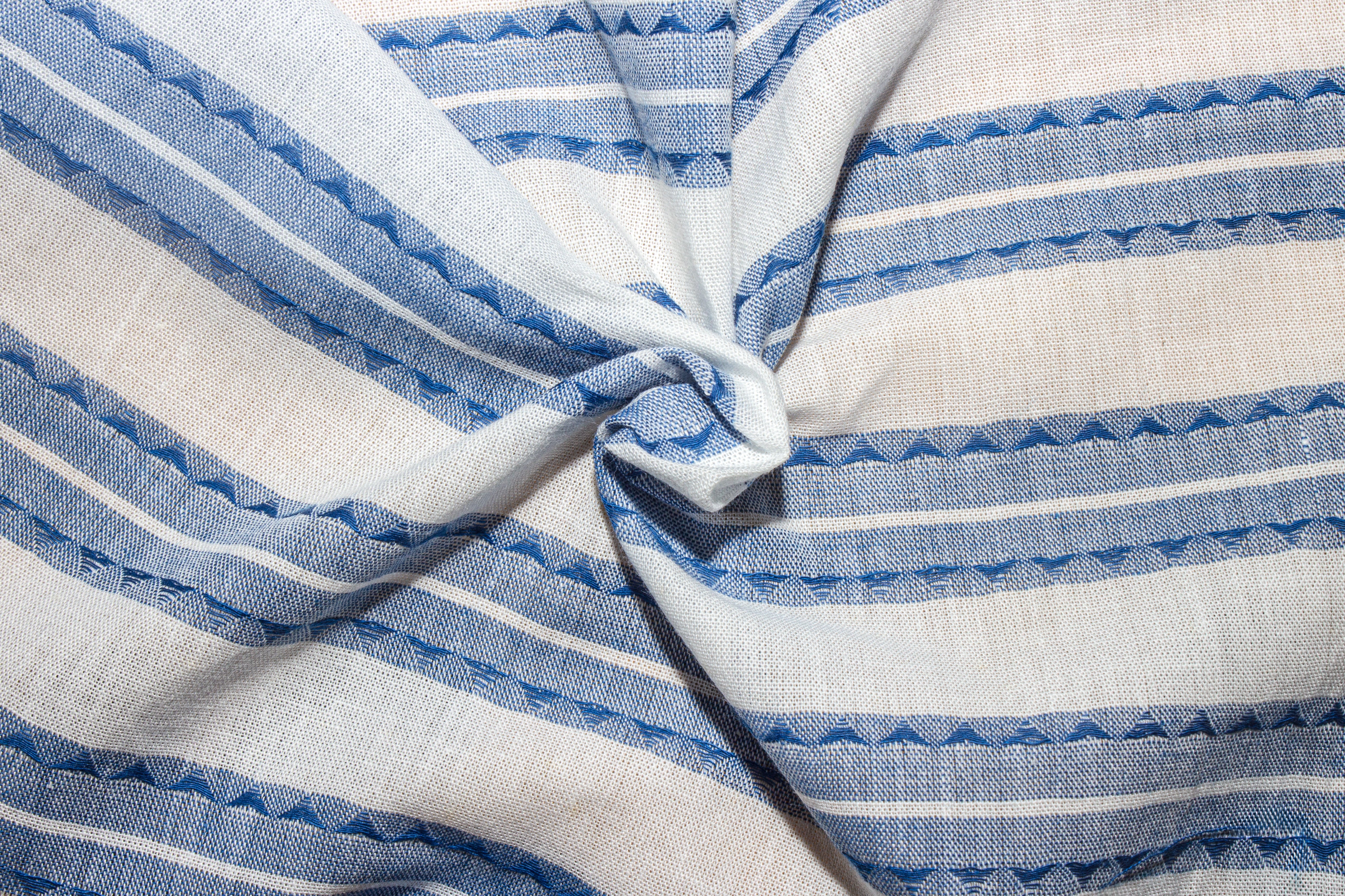 Royal Blue Fancy Dobby Stripe Cotton Fabric