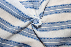 Royal Blue Fancy Dobby Stripe Cotton Fabric