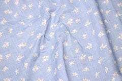 Blue Small Floral Cambric Print Cotton Fabric