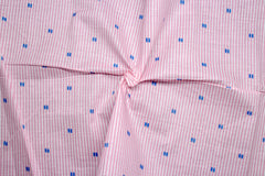 Pink & White Geometric Poplin Print Stripe Cotton Fabric