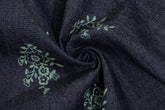 Indigo Silky Denim Floral Print Cotton Fabric