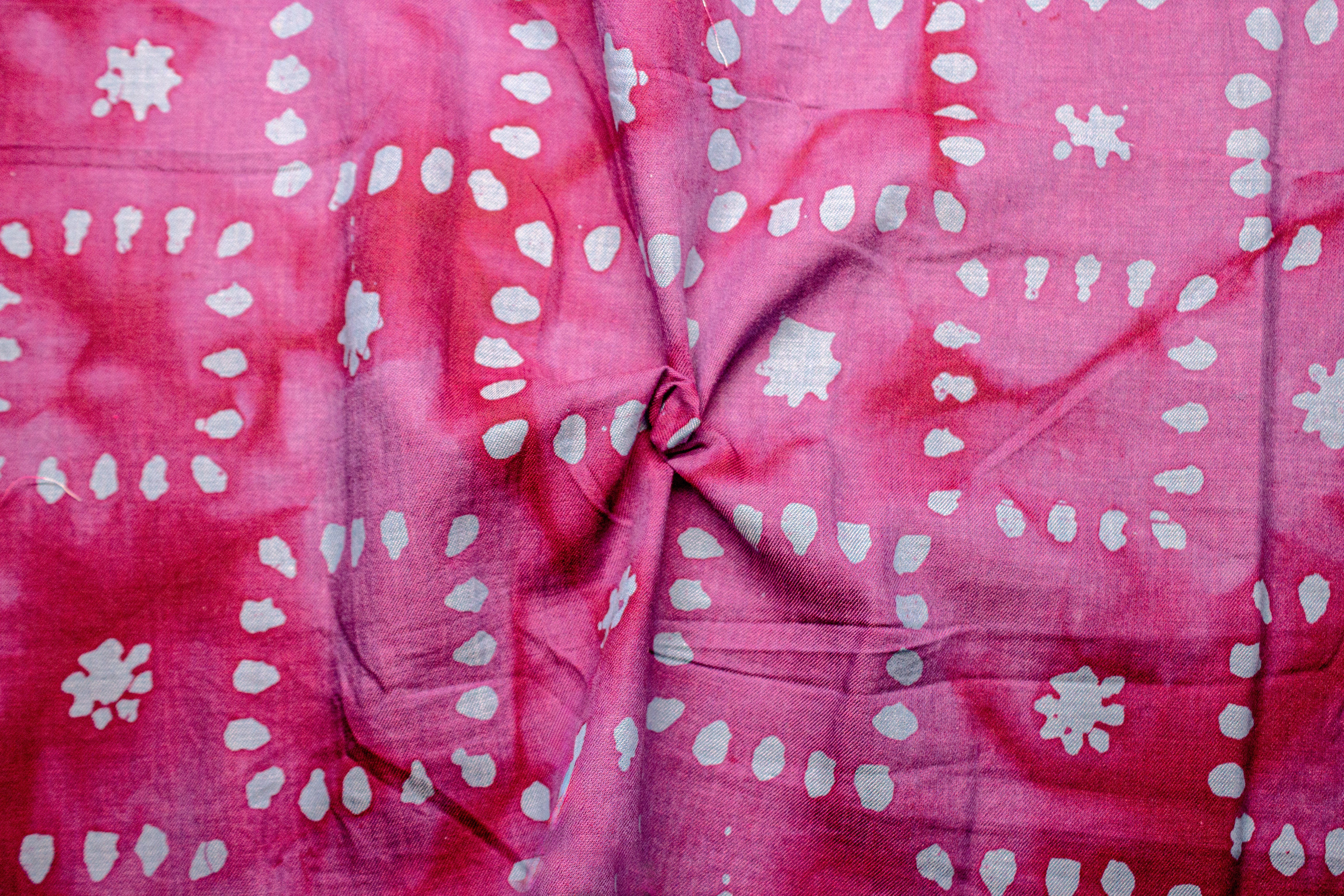 Rani Pink Voile Batik on Check Paisley Print Cotton Fabric