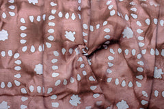 Brown Voile on Stripe Batik Floral Print Cotton Fabric