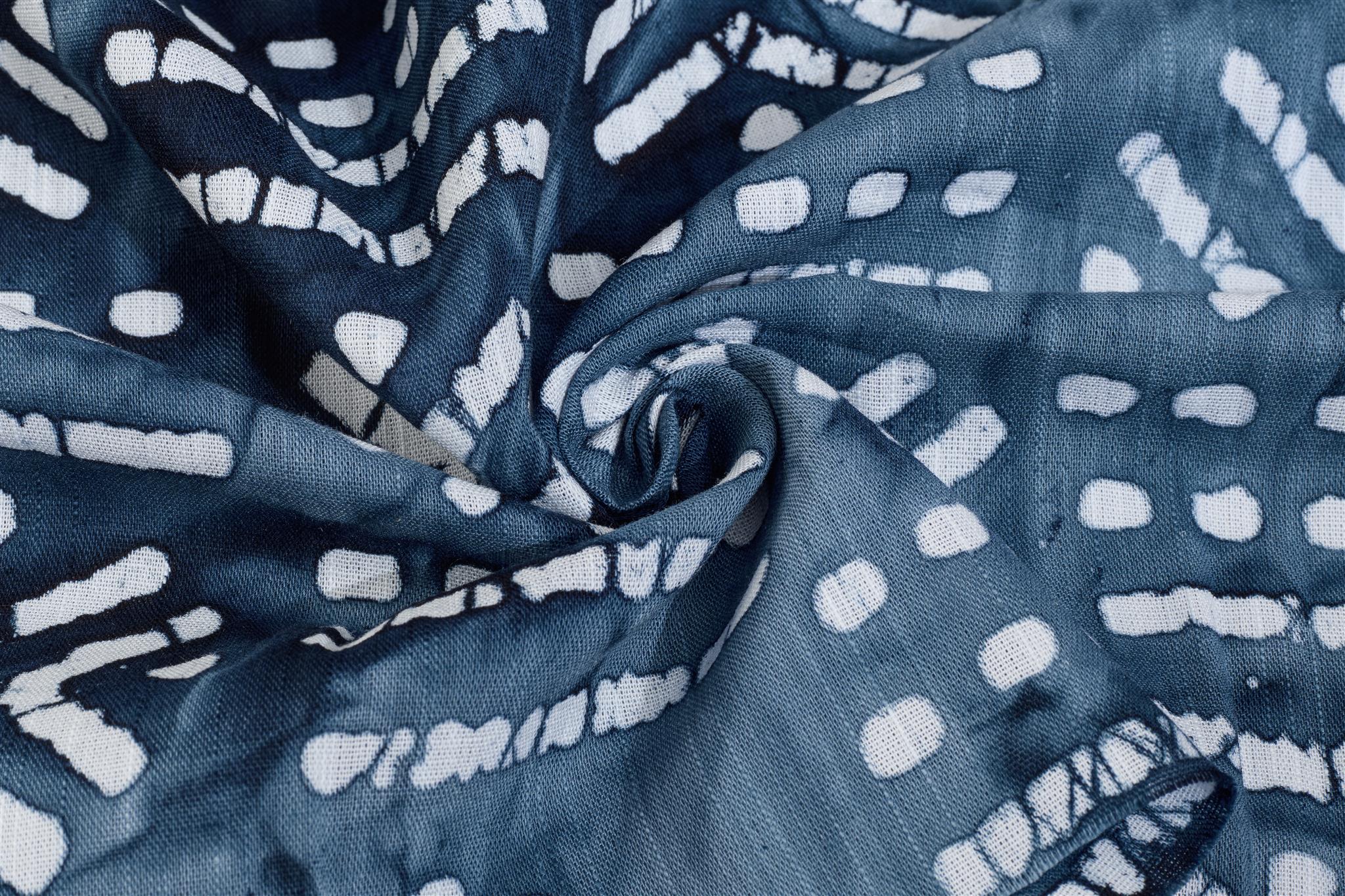 Indigo Blue Viscose Batik Aztec Print Cotton Fabric