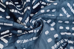 Indigo Blue Viscose Batik Aztec Print Cotton Fabric