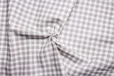 White & Steel Grey Printed Gingham Check Cotton Fabric