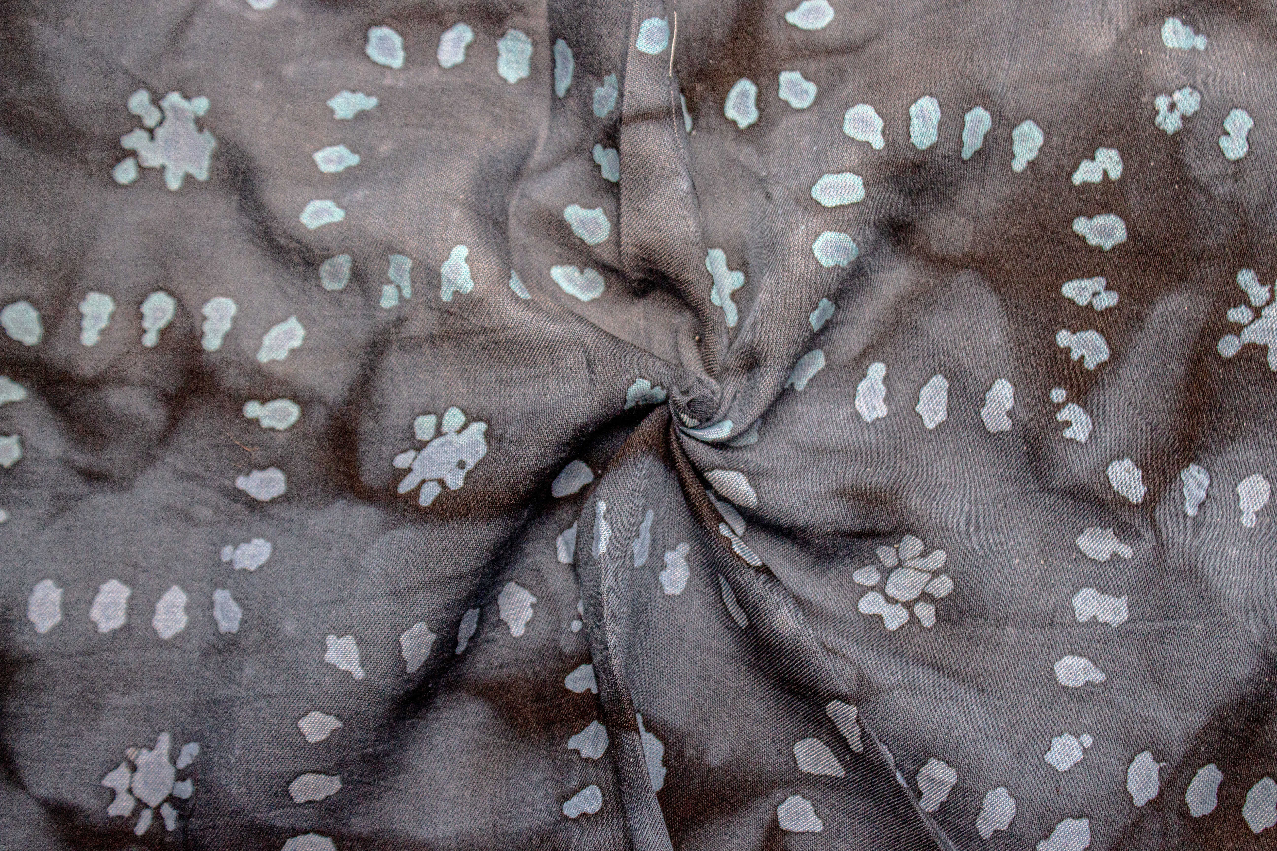 Grey Cloud on Soft Tie Dye Print Cotton Chambray Fabric