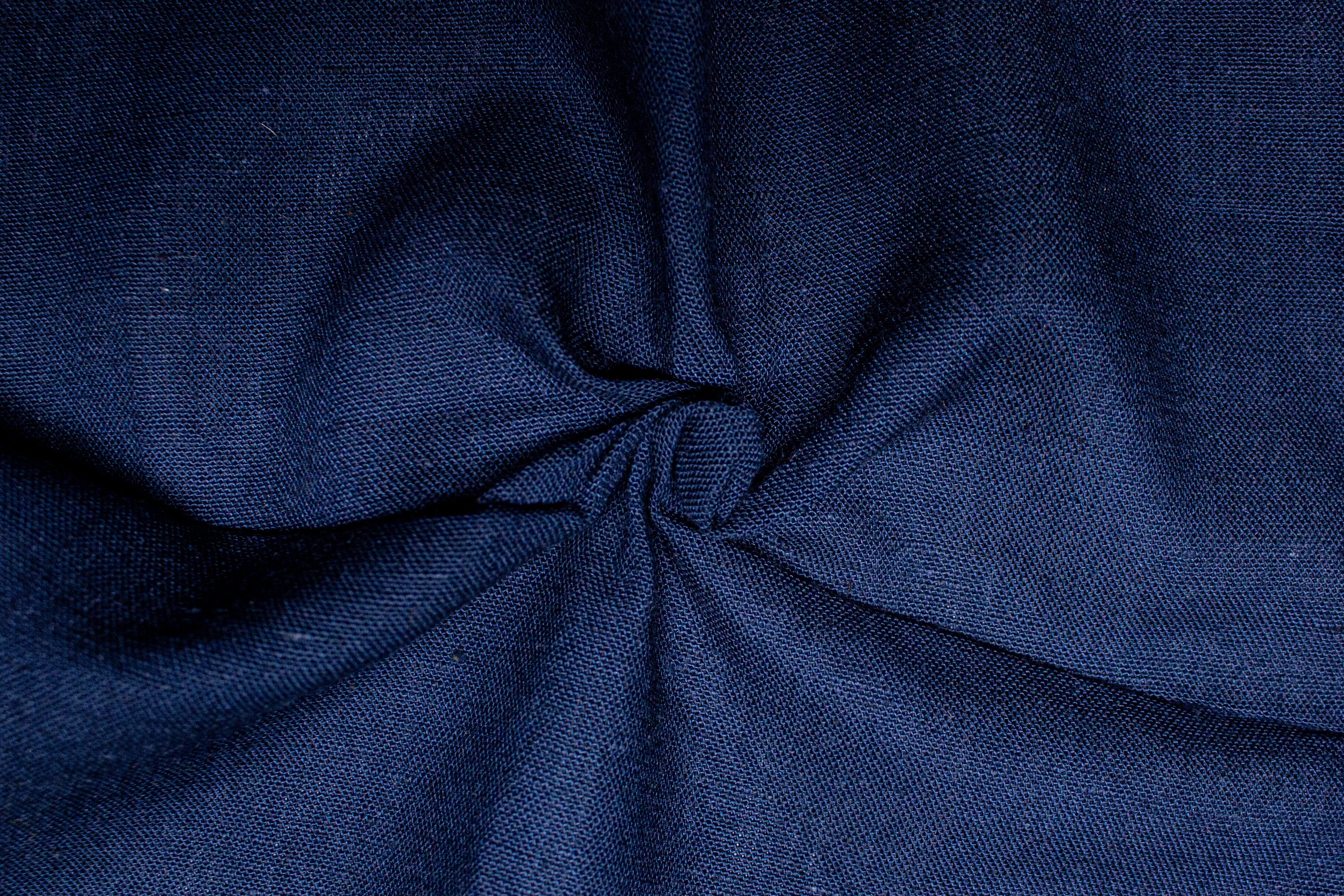 Navy Blue Plain Viscose Linen Fabric
