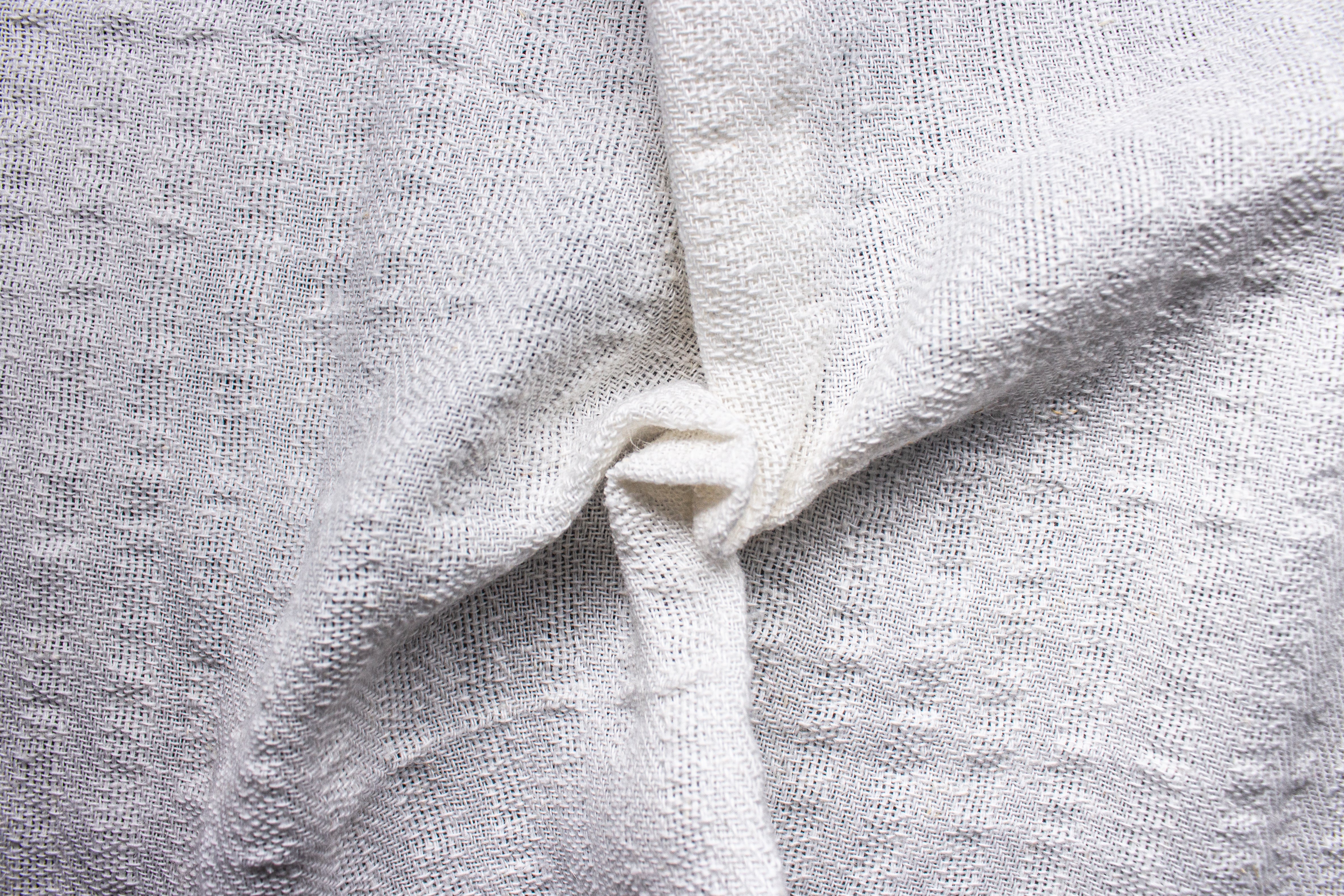 White with Sheer Effect Dobby Stripe Cotton Linen Fabric