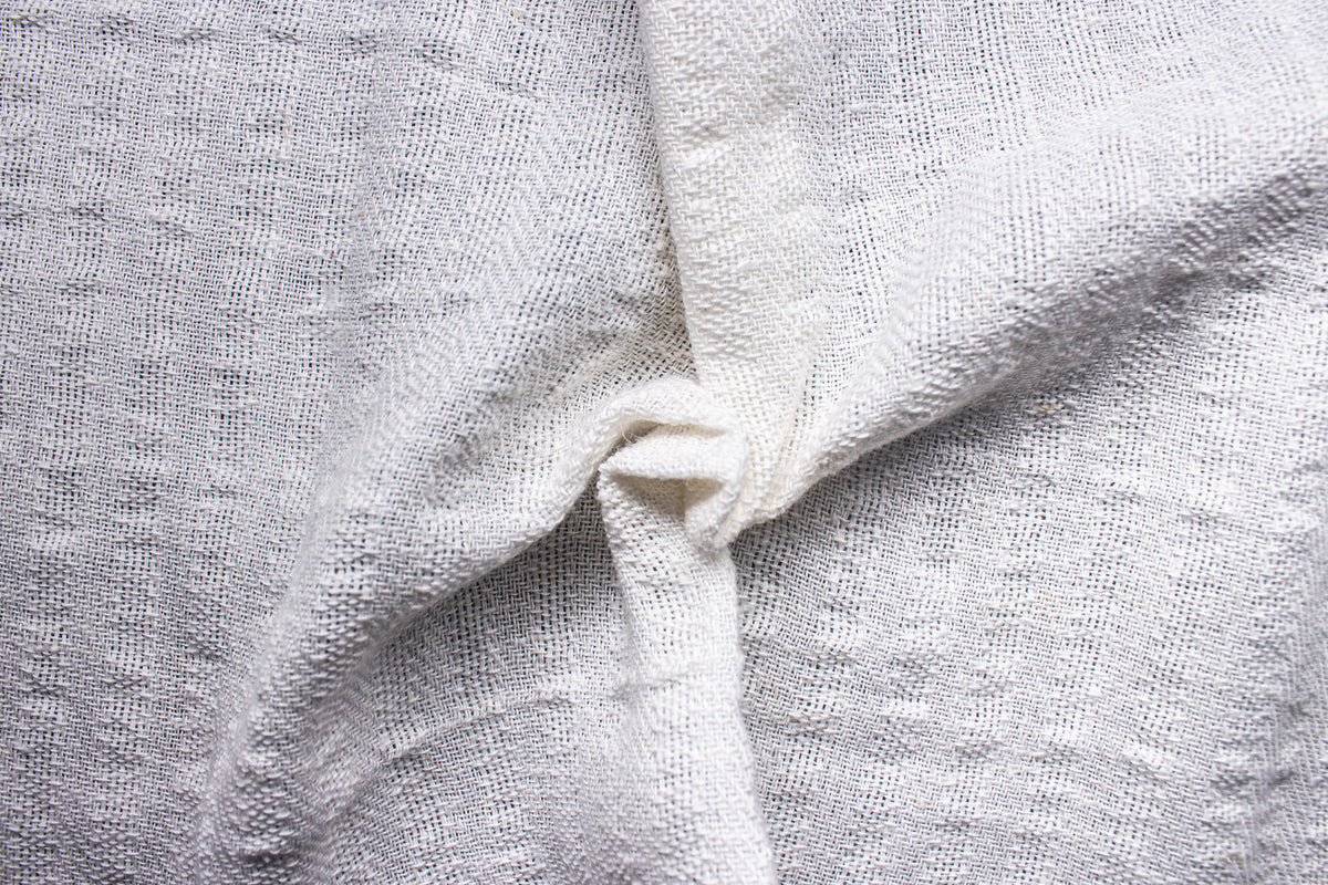 White with Sheer Effect Dobby Stripe Cotton Linen Fabric