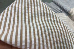 Beige Recycled Seersucker Pinstripe Fabric
