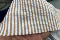 Beige Recycled Seersucker Pinstripe Fabric