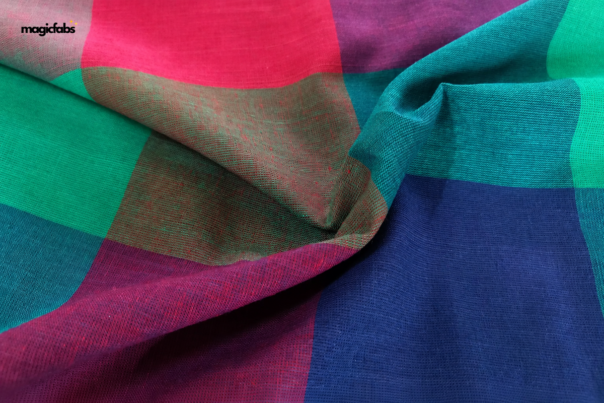 Multicolour Cotton Madras Checks Fabric