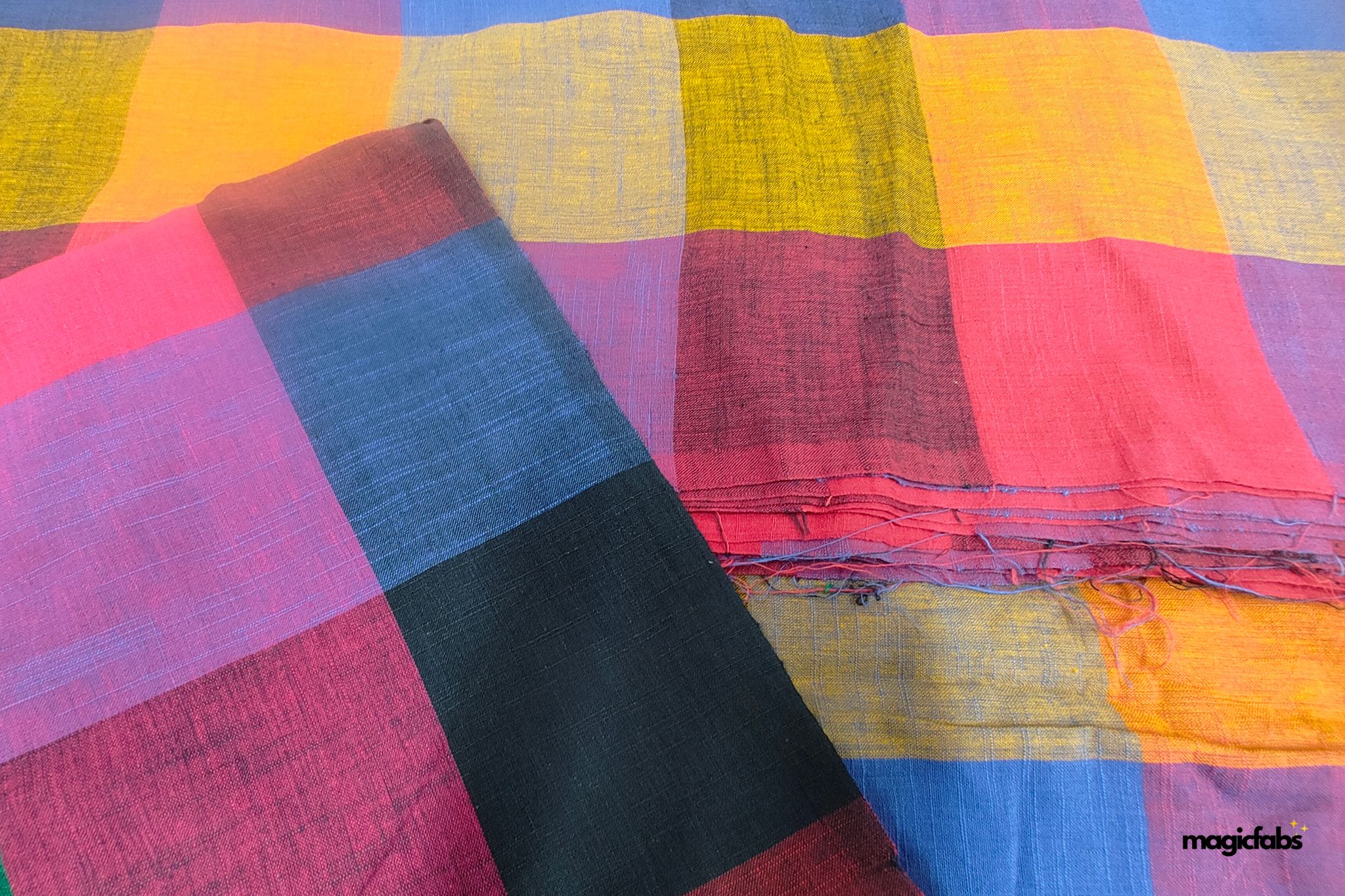 Multicolour Cotton Madras Checks Fabric 2